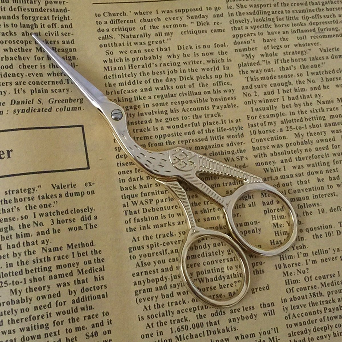 4.5" Stainless Steel Sharp Tip Classic Stork Scissors Crane Design Sewing DIY Tools Dressmaker Shears Scissors for Embroidery, Craft, Needle Work, Art Work & Everyday Use (Gold) - HomeDIYer