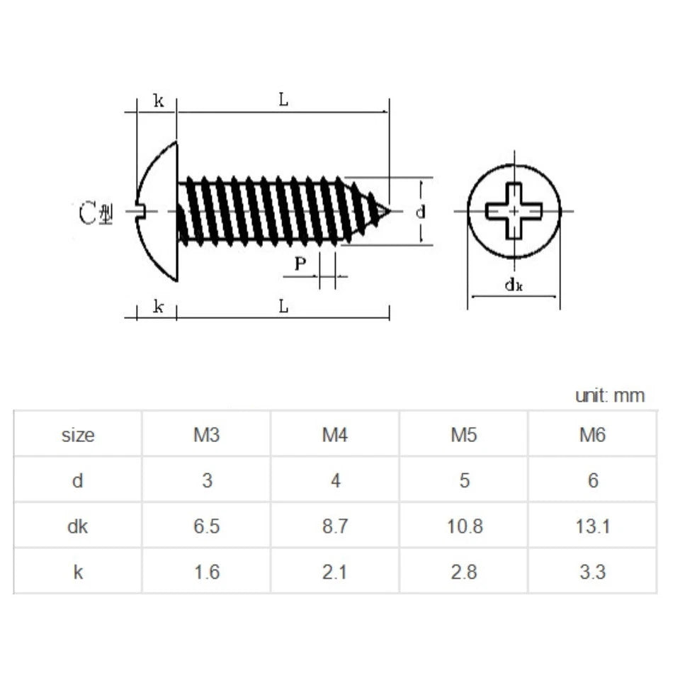 M3 M4 Phillips Truss Head Self Tapping Screws – 304 Stainless Steel