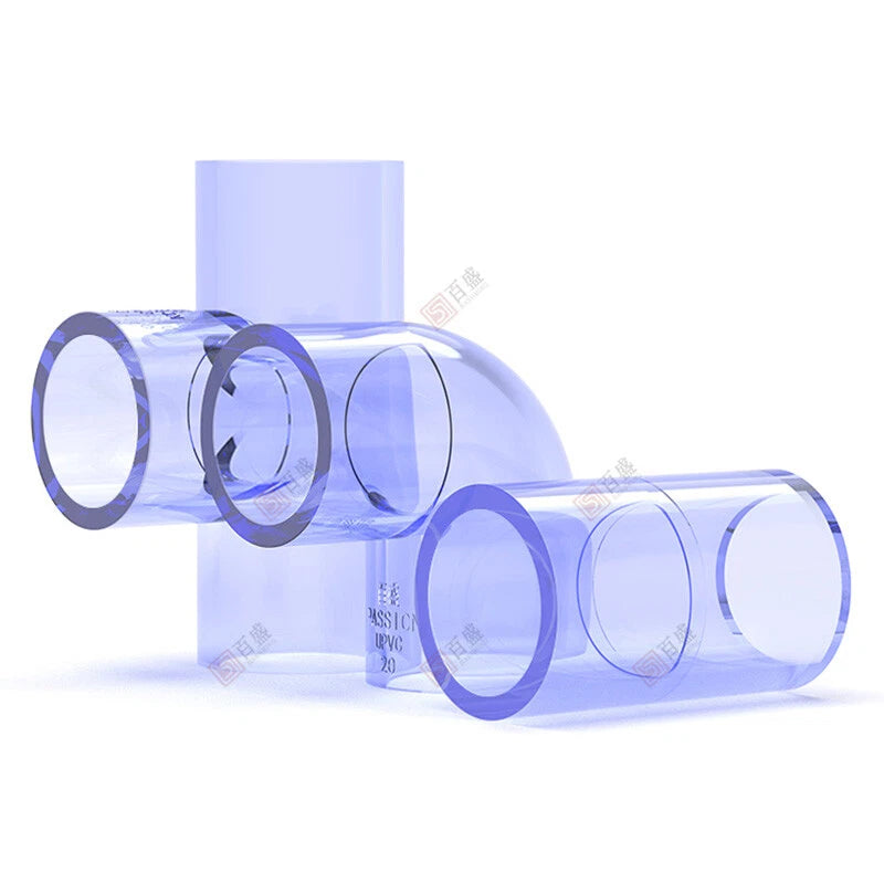 PVC Clear Water Pipe Fittings – Tee, Elbow & Straight Connectors for Fish Tank & Pond (20–50mm)