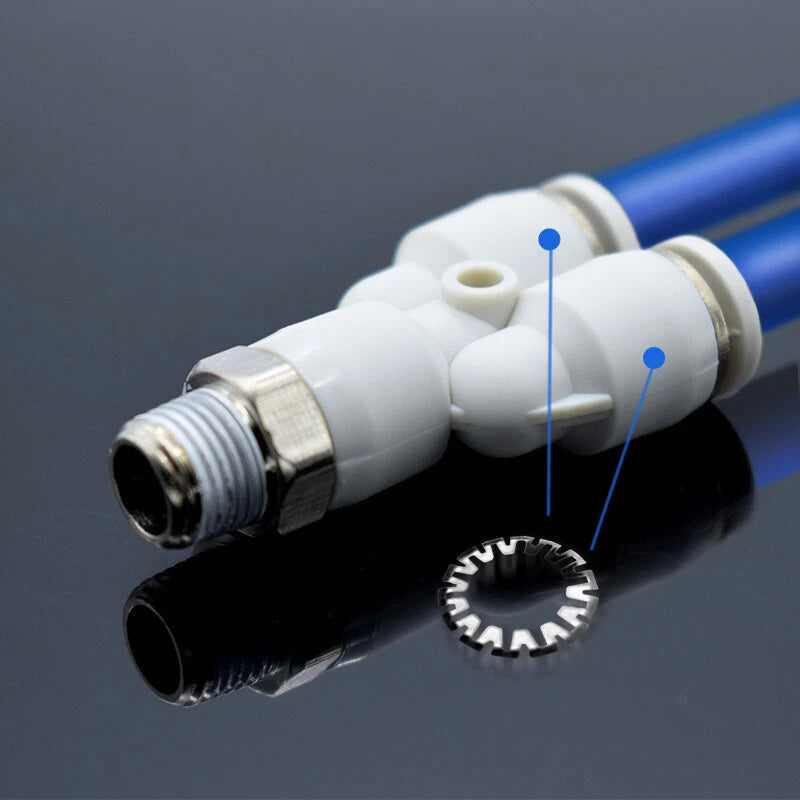 White Nylon Pneumatic Push-Fit Hose Connectors — X Shape, Y Shape, 5-Way & T Reducing