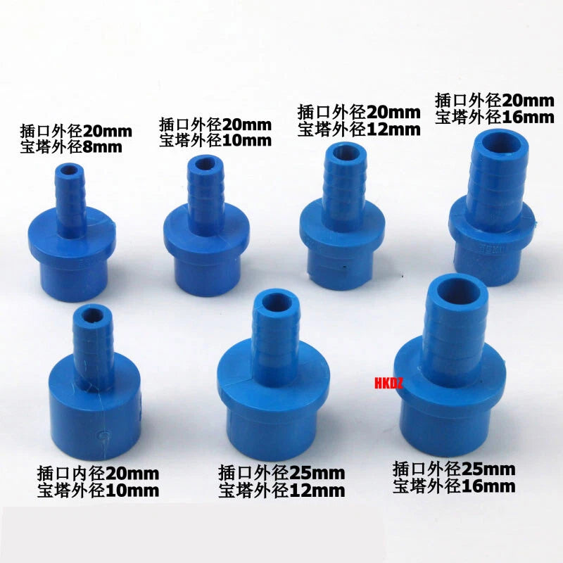 Pagoda 8mm~20mm Plug Blue PVC Pipe Connector Fittings Adapter To Hose OD 20 25mm