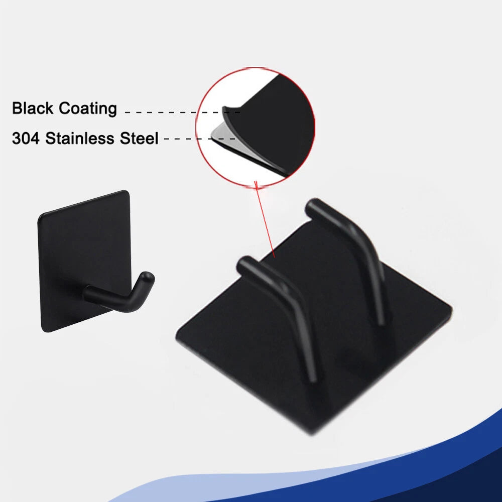 Stainless Steel Black Sticky Hooks Wall Mounted Self Adhesive Hook Round/Square