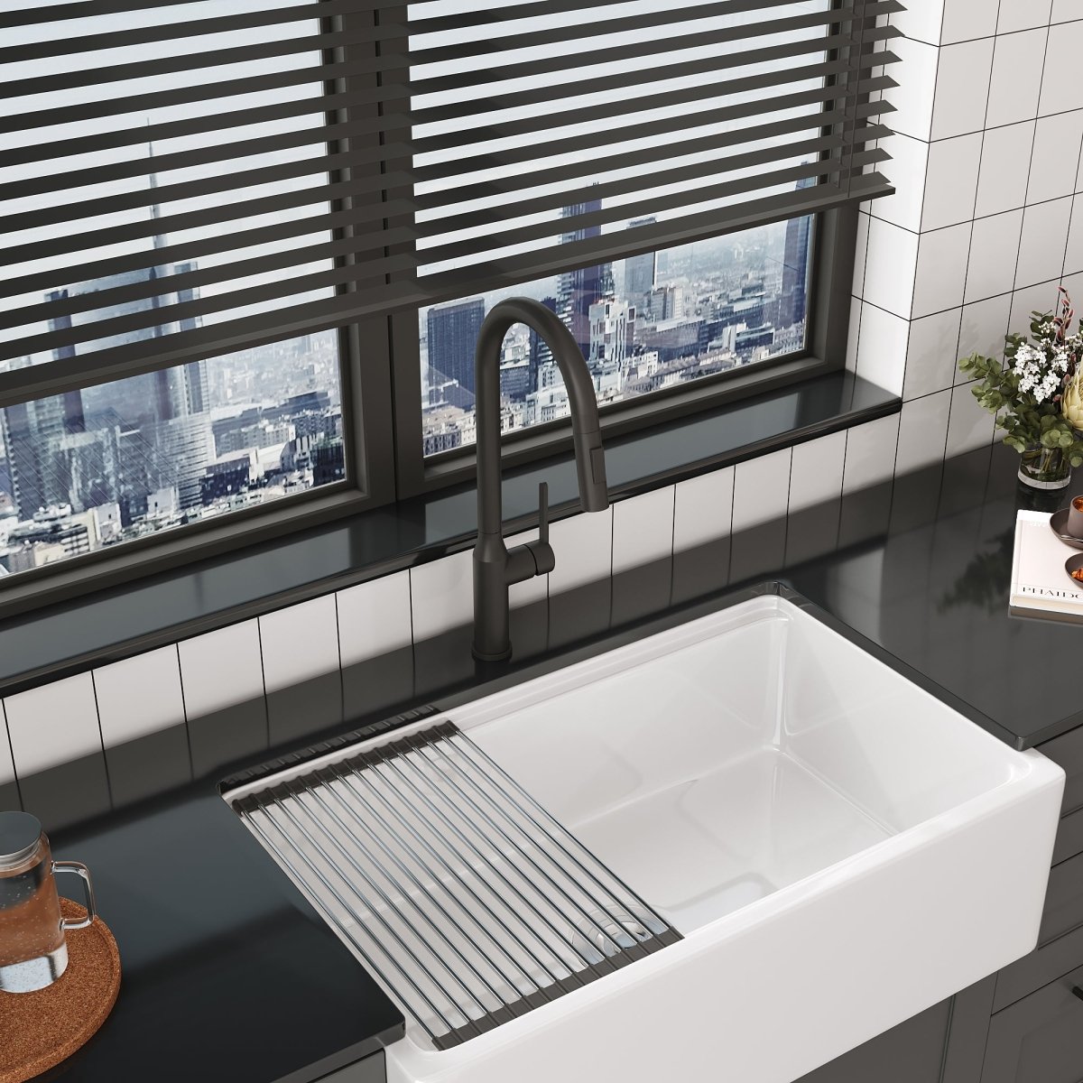 18.83" CUPC Certified Pull - down Kitchen Faucet (Matt Black Finish) - HomeDIYer