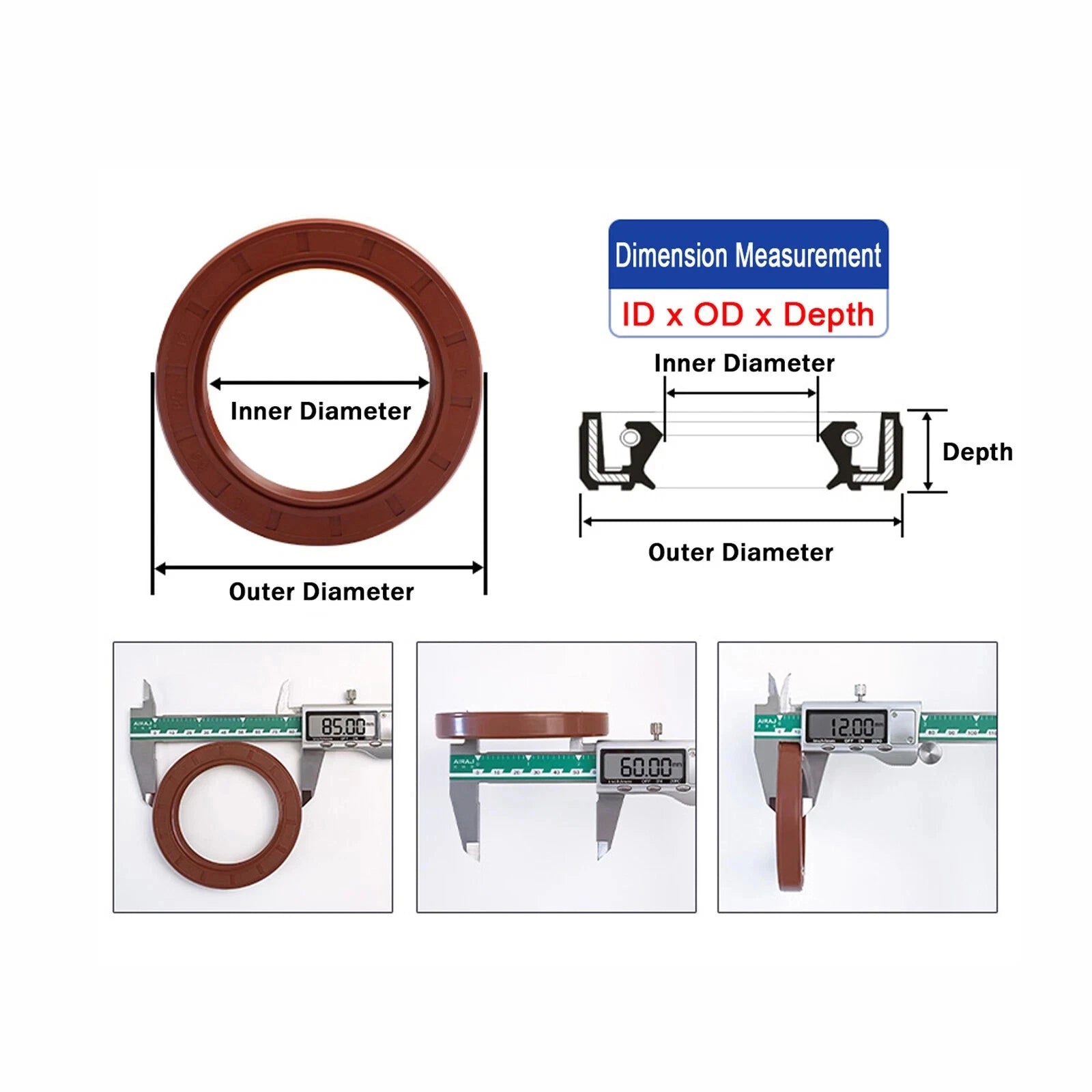 TC TG Oil Seal Skeleton FKM Rubber Framework Double Lip Sealing Ring 68-100mm