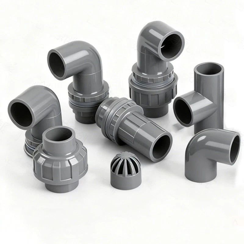 PVC Metric Pipe Fittings for Aquarium & Fish Tank — Straight, Elbow, T-piece, Ball Valve & More