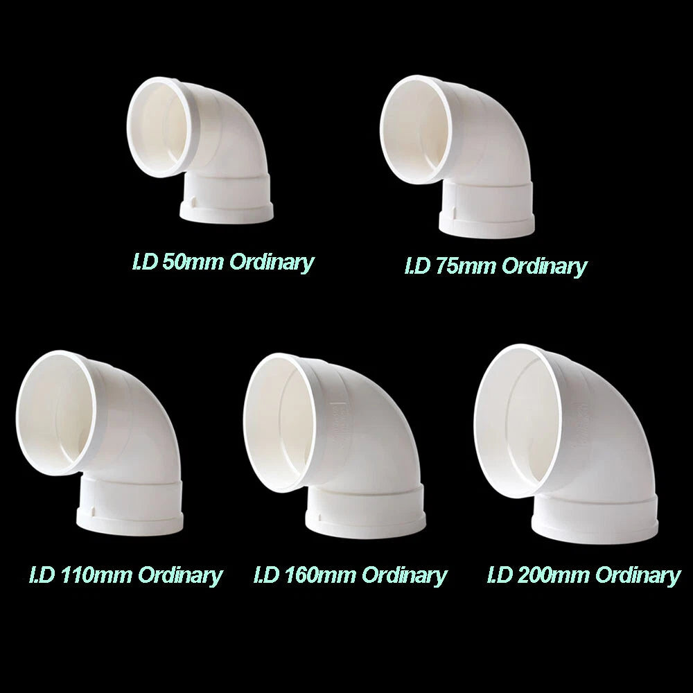 Elbow Drainage Pipe PVC 90° Elbow Inspection Port Downpipe Fittings 50mm - 250mm