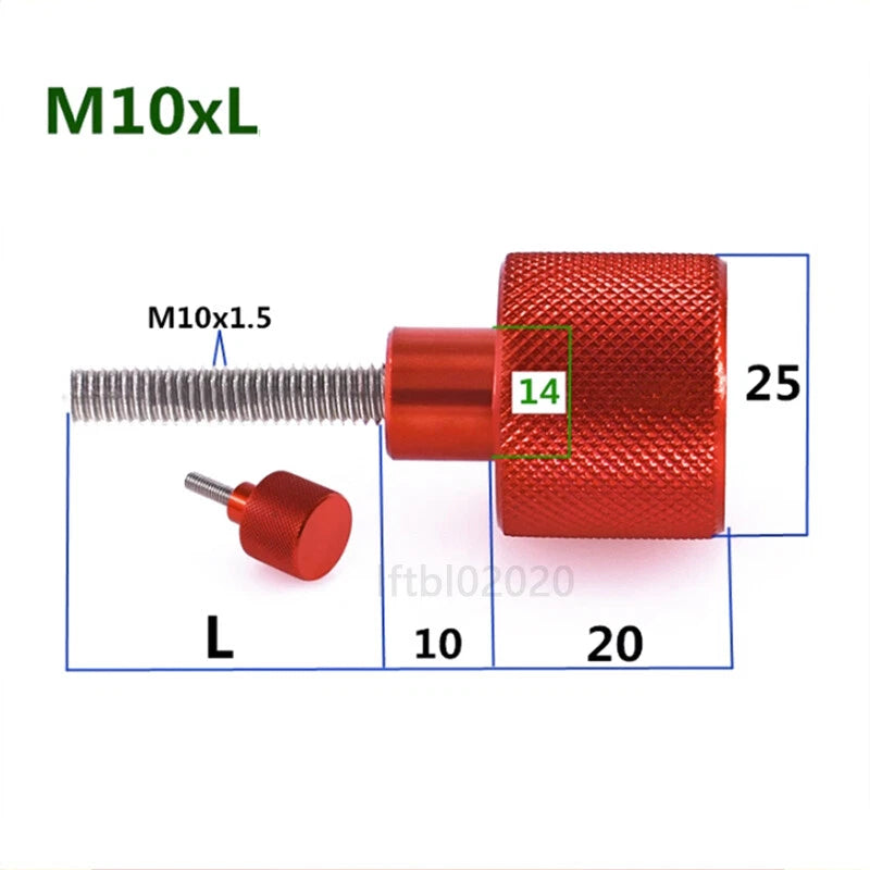 M10 Knurled Thumb Screws – Aluminium Handle + Stainless Steel Threaded Rod