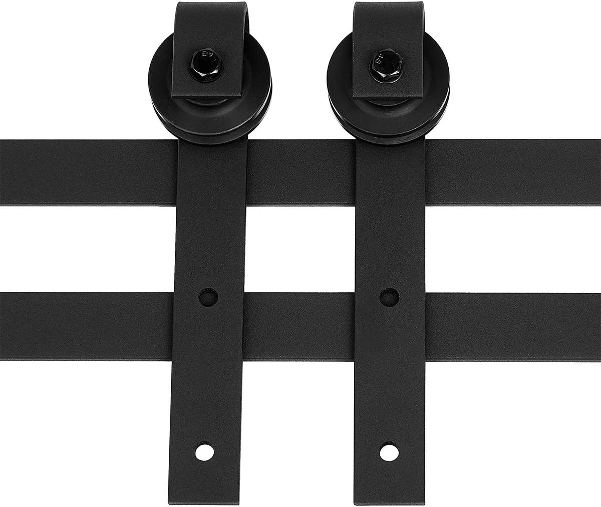6.6FT Heavy Duty Sturdy Sliding Barn Door Hardware + Adjustable Floor Guide Wall Mount Roller + Pull Handle, J Shape Hangers, Smoothly and Quietly, Easy to Install, Fit 24" - 36" Width Door - HomeDIYer
