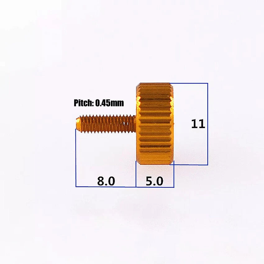M2.5 / M2.6 x 8mm Aluminium Knurled Thumb Screws — Hand Grip Knob Bolts for PC & DIY
