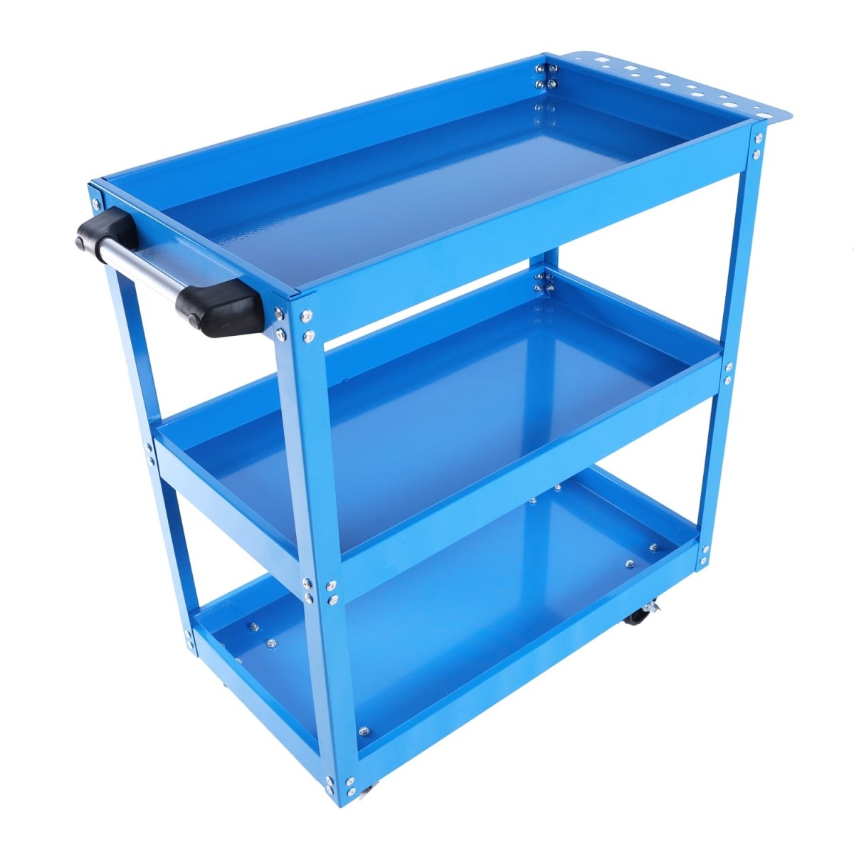 Tool Cart, 3 - Tier Rolling Mechanic Tool Cart, Heavy Duty Steel Utility Cart with Lockable Wheels, 450 LBS Capacity Industrial Service Cart for Garage, Warehouse, Workshop (Blue) - HomeDIYer