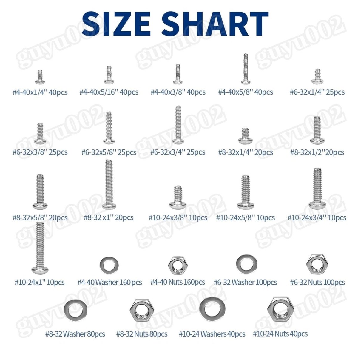 1140 - Piece Phillips Pan Head Machine Screw, Nut & Washer Set – 304 Stainless Steel, 4 6 8 10 (Imperial) - HomeDIYer