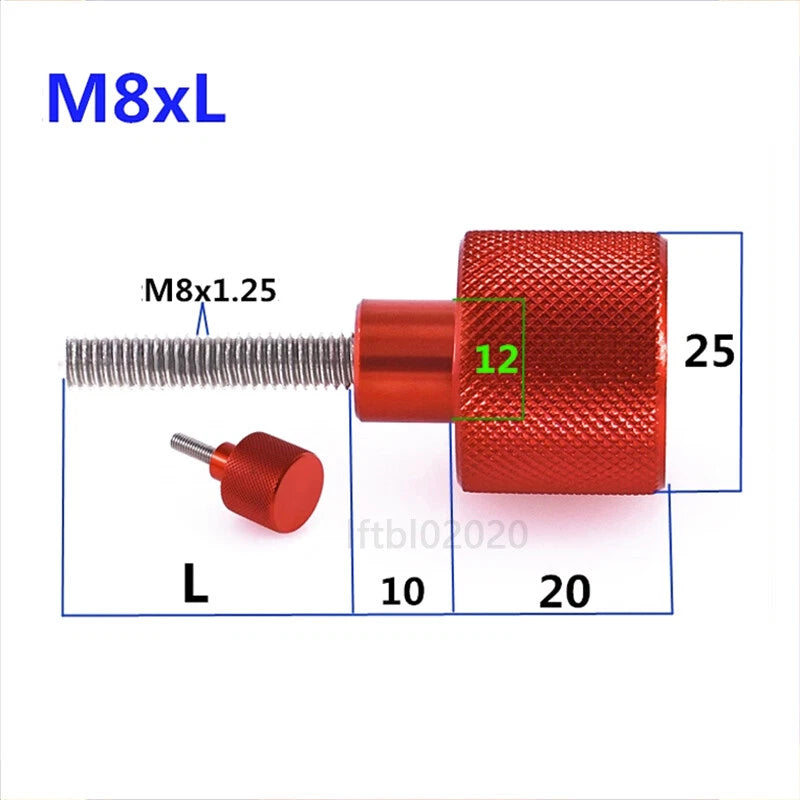 M8(8mm) Steps Knurled Thumb Screws, Aluminium Handle +Stainless Steel Thread Rod