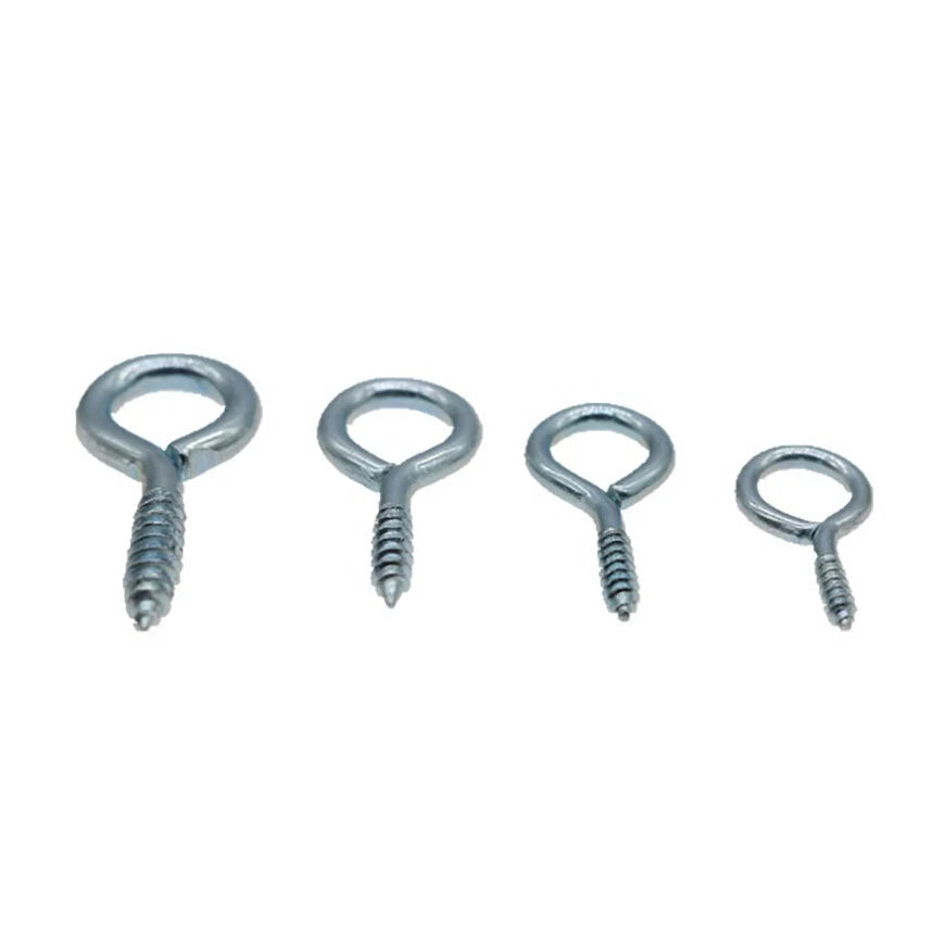 Zinc-Plated Steel Screw-In Eye Hooks — Heavy Duty, 2–3.7mm Wire, Marine & Outdoor