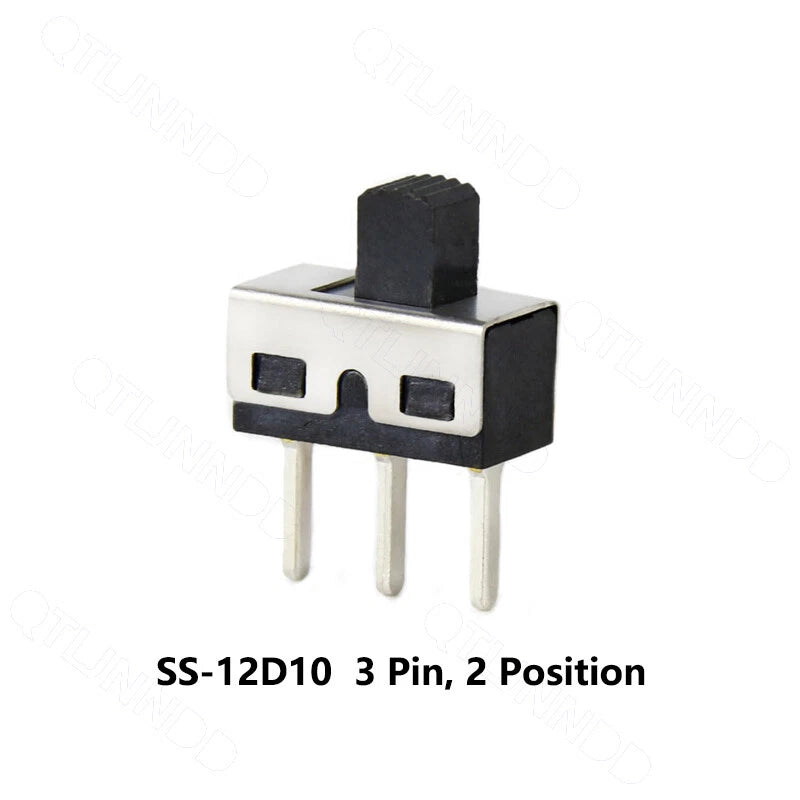 SS-12 Mini Slide Toggle Switch SPDT 3-Pin 2-Position SMD 50VDC 0.3A (SS-12D06 / SS-12D07 / SS-12D10)