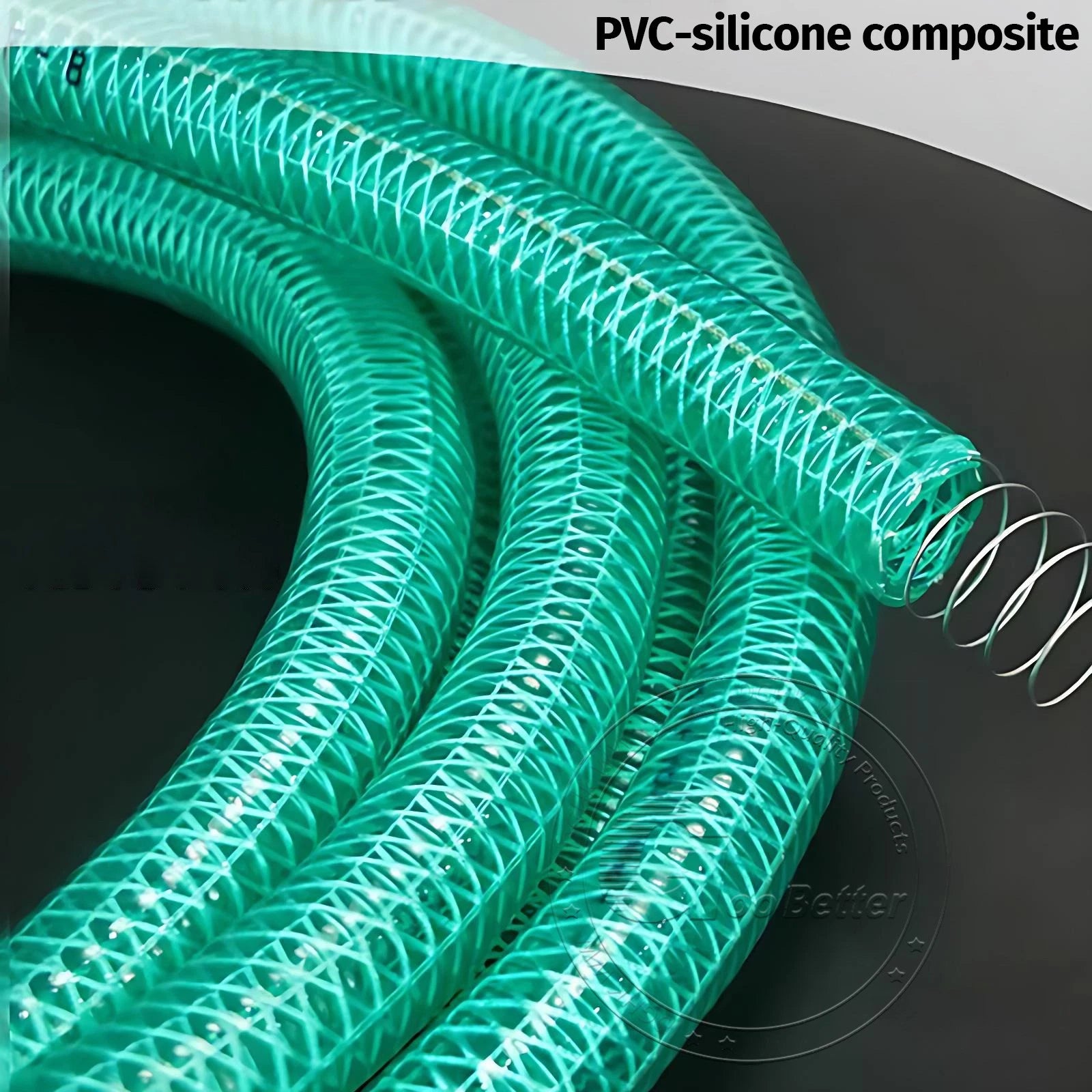 Braided Wire Reinforced Flexible PVC Hose Pipe — Water & Fuel Transfer, Green