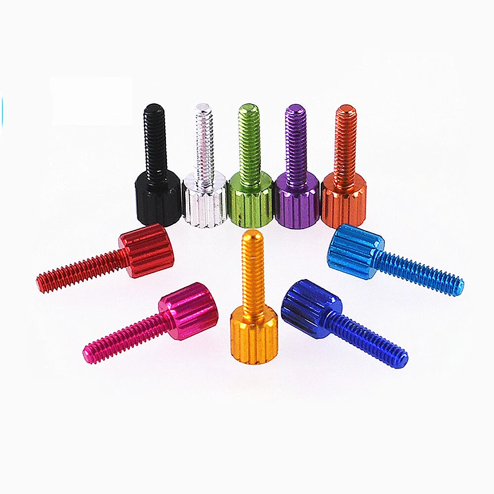 M2 x 8mm Aluminum Knurled Thumb Screws — Flat Head, Computer Case DIY (10 Colors)