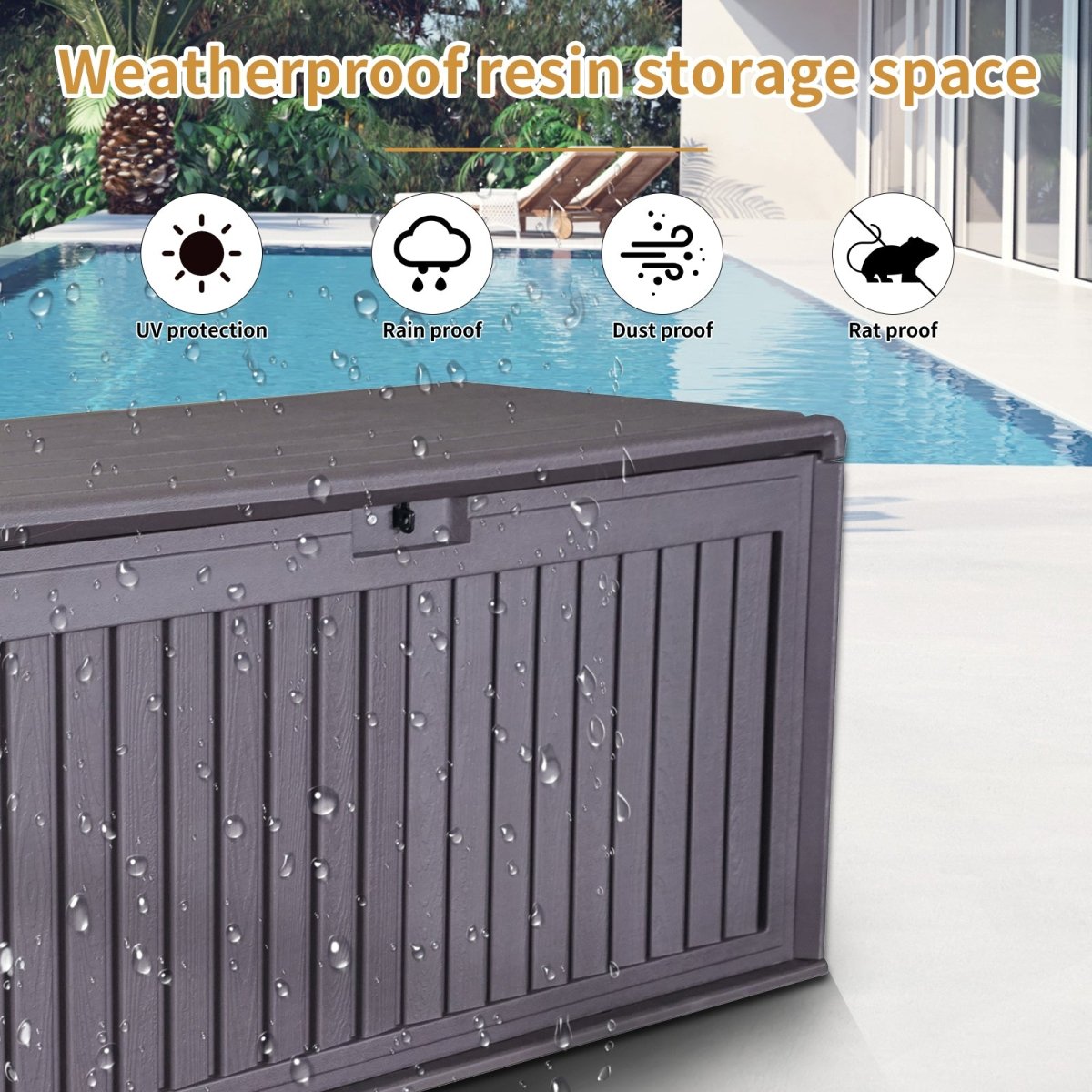 100 - Gallon Resin Deck Box with Lockable Lid | Waterproof Outdoor Storage Bench - HomeDIYer