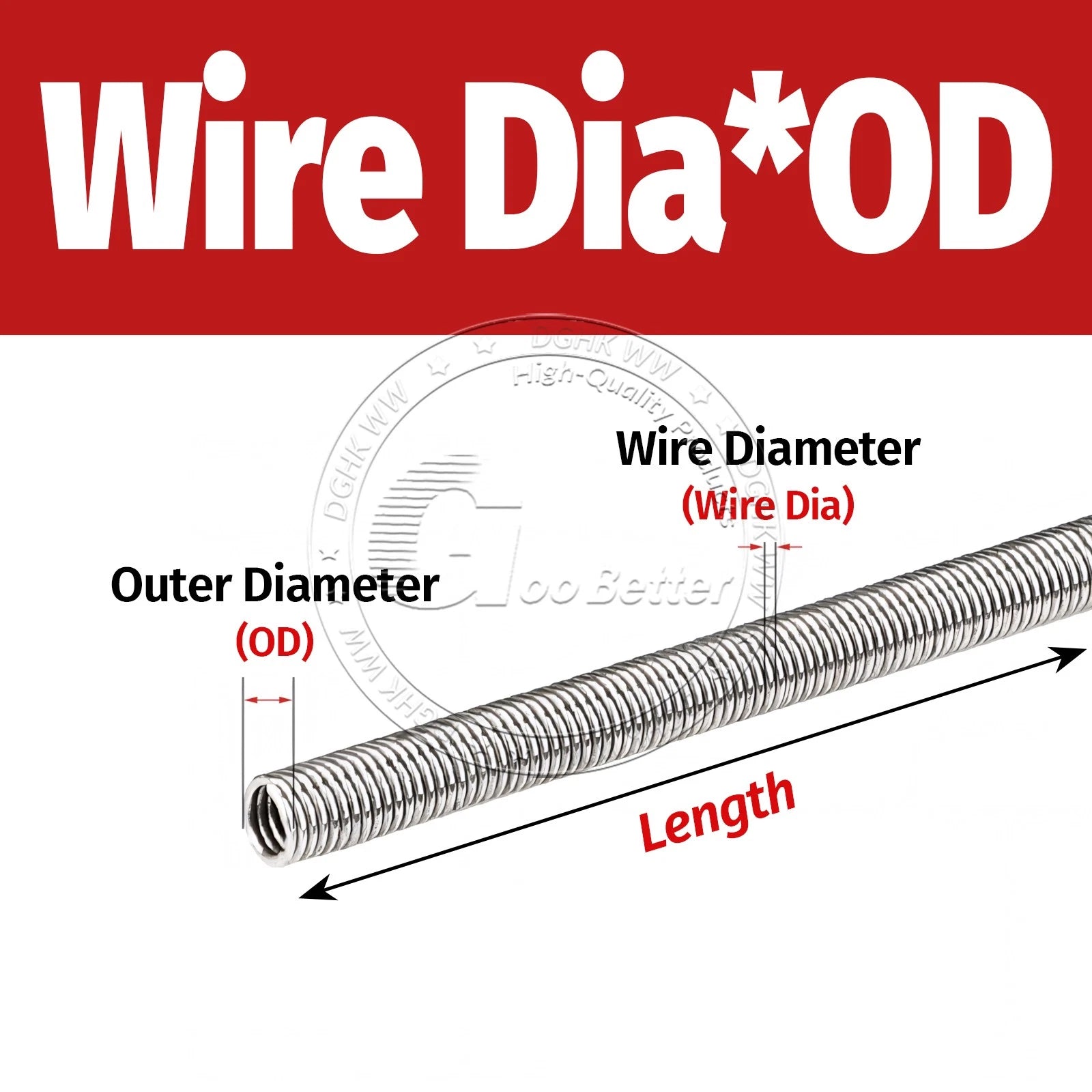 Wire Dia 0.3-2.2mm ,OD 2-20mm Compression Spring A2 Stainless Steel 1000-2000mm