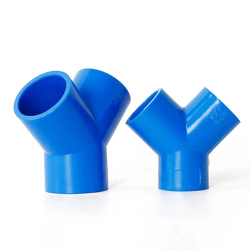 Blue PVC Pipe Fittings Y-Shape Wye Connector Adapter Solvent Weld ID 20mm - 63mm