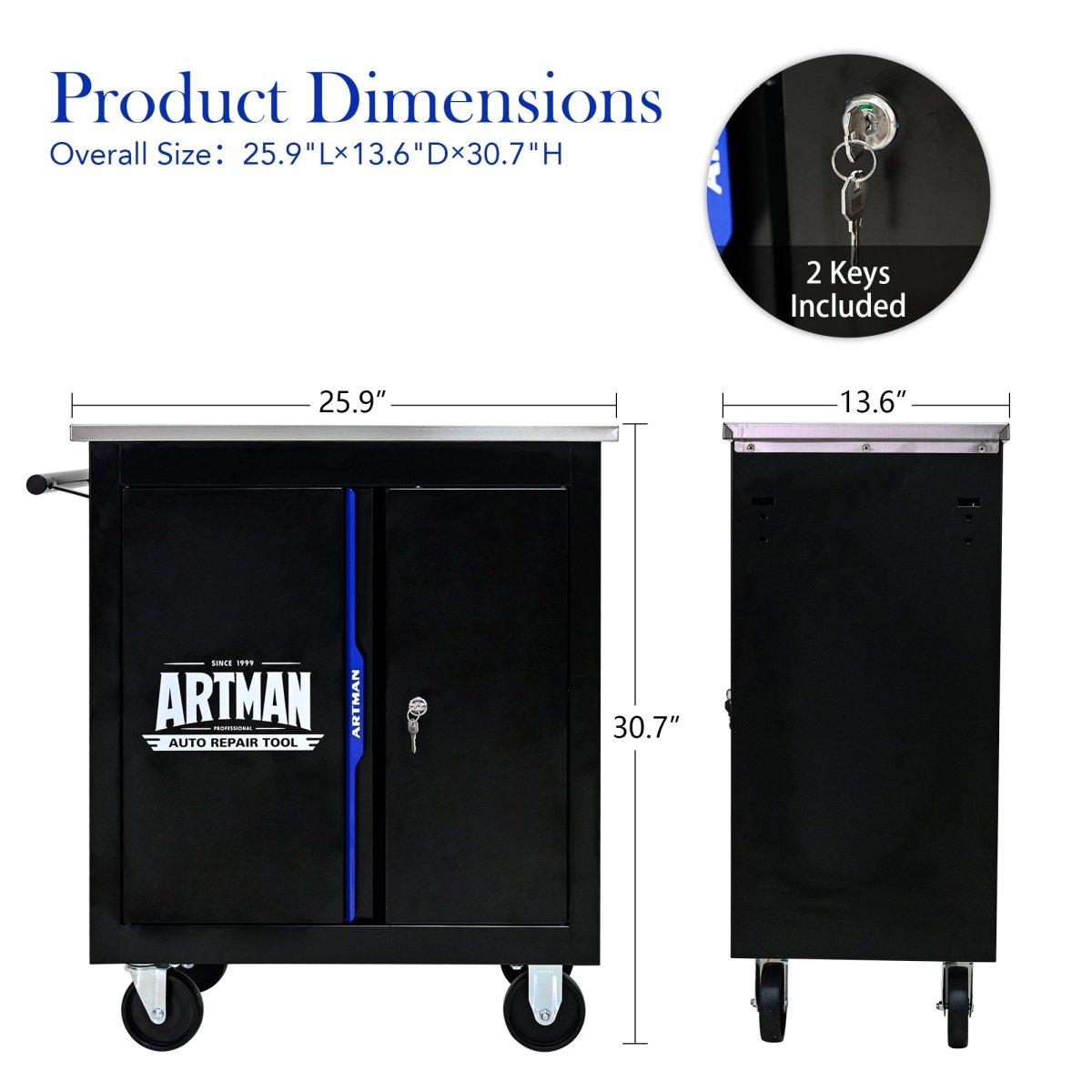 Movable Lockable Double Door Partition with Lock Multi - functional Hardware Storage Tool Car Auto Repair Locker - HomeDIYer