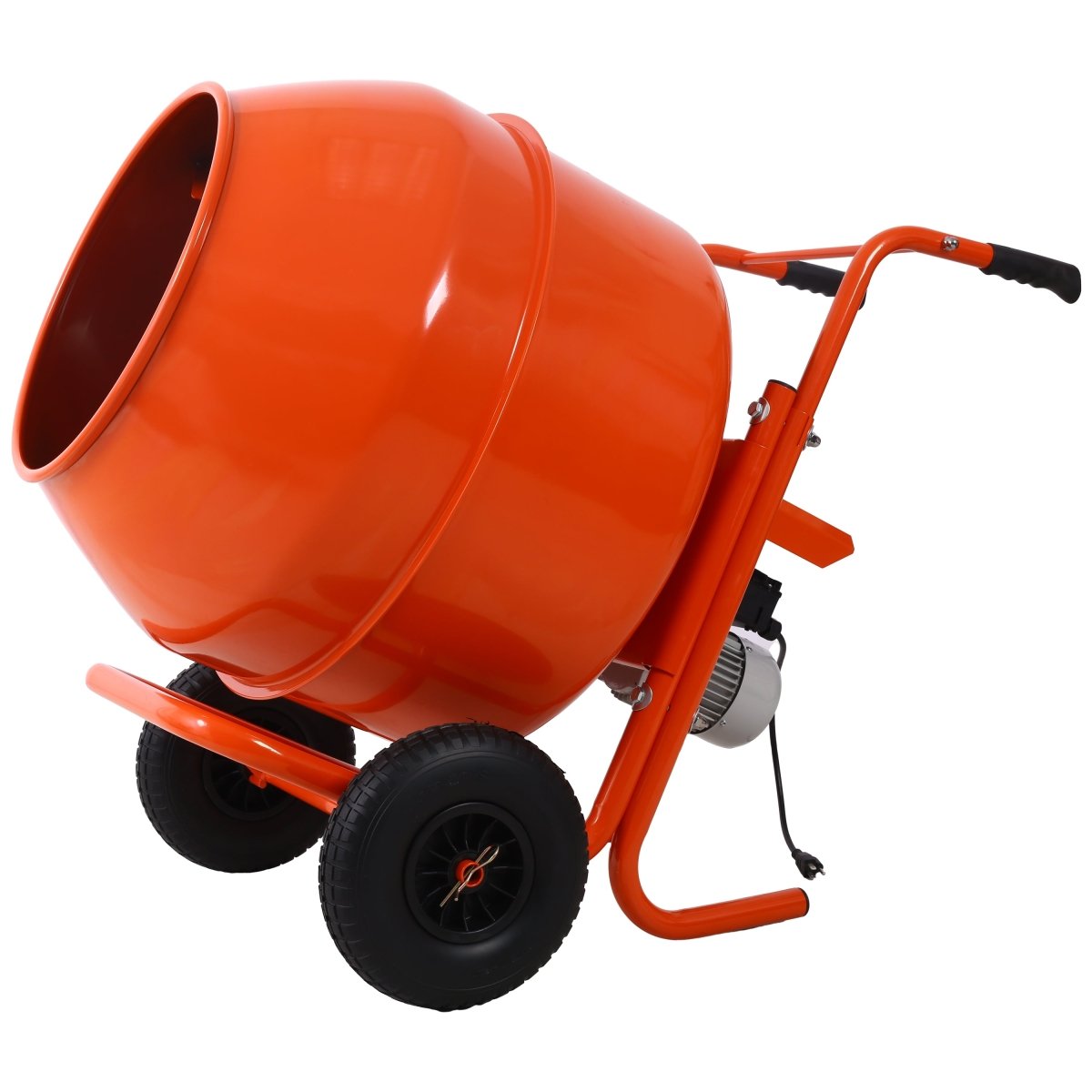 224L 8CUFT horizontal portable cement mixer,Wheel Barrow Portable Cement Concrete Mixer 115V - 60HZ,orange color - HomeDIYer