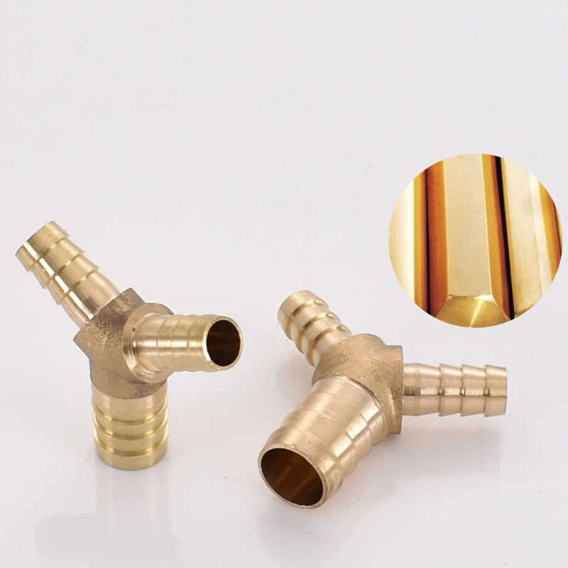 Brass Hose Tail Y-Piece Reducer Connector — Air Water Gas Fuel Pipe Fitting