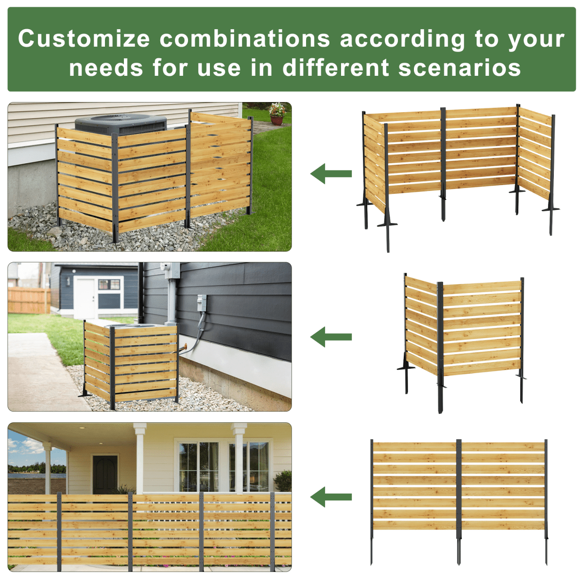 55"x38.5"W (2 Panels) Cedar Wood Privacy Screen, Outdoor Privacy Walls, Privacy Wood Fence for Pool Equipment Enclosure, Trash Can Enclosures, Air Conditioner Fence - HomeDIYer