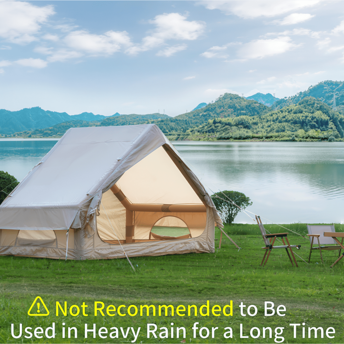 Inflatable Tent With Pump,Glamping Tents For 4 - 6 Person, Easy Setup 4 Season Waterproof Outdoor Tent,Waterproof Luxury Glamping Tent with 12 Mesh Window - HomeDIYer
