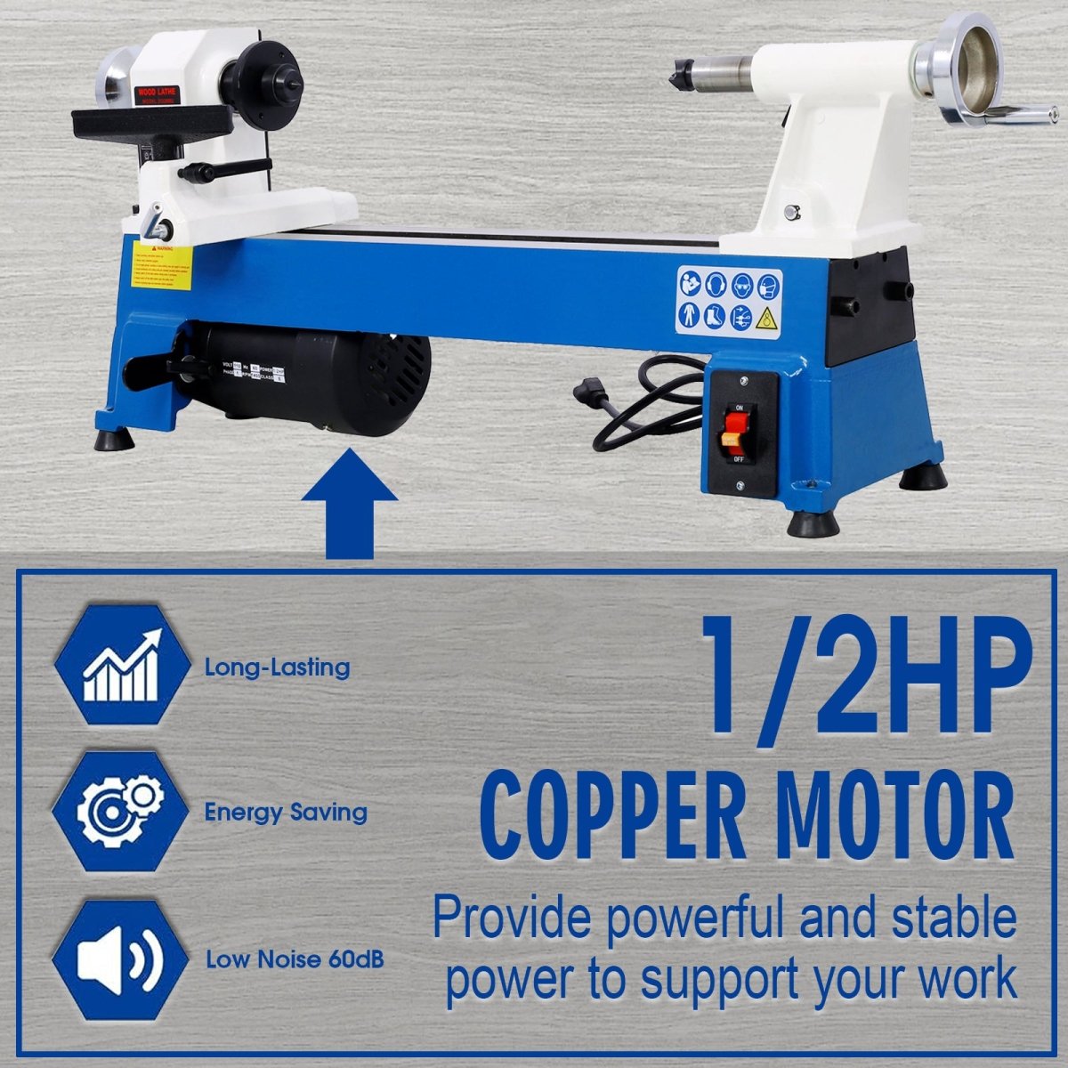 Benchtop Wood Lathe 10" x 18" Wood Lathe Machine 5 Variable Speeds 500/750/1150/1800/3200RPM Mini Wood Turning Lathe for Woodworking 1/2HP Multifunctional Power Wood Lathe - HomeDIYer