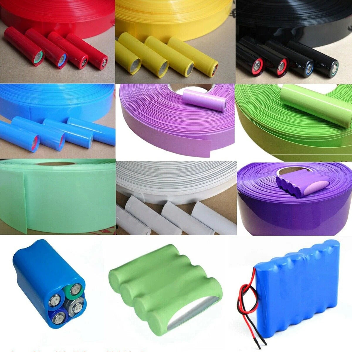 PVC Heat Shrink Tubing for RC Battery Packs — 7mm to 150mm, Multiple Colors