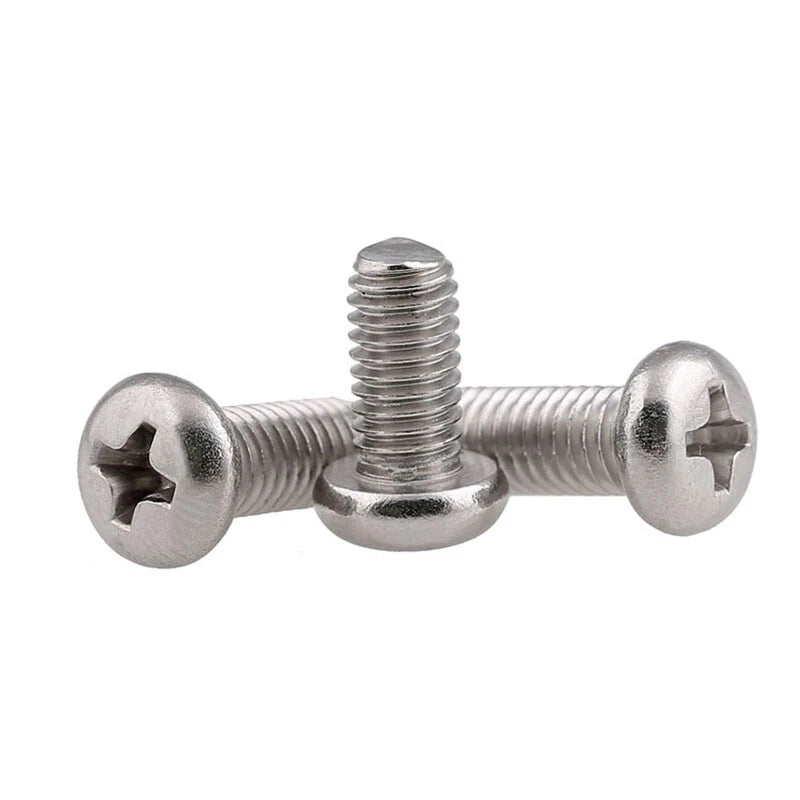 M1.4–M5 Round Head Phillips Machine Screws, Nickel Plated Metric Bolts
