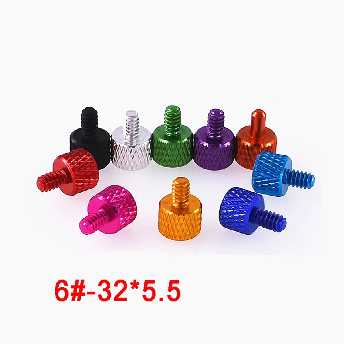 #6-32 UNC Anodised Flat Head Knurled Thumb Screws — Aluminum, 10 Colors, Hand Grip Bolts