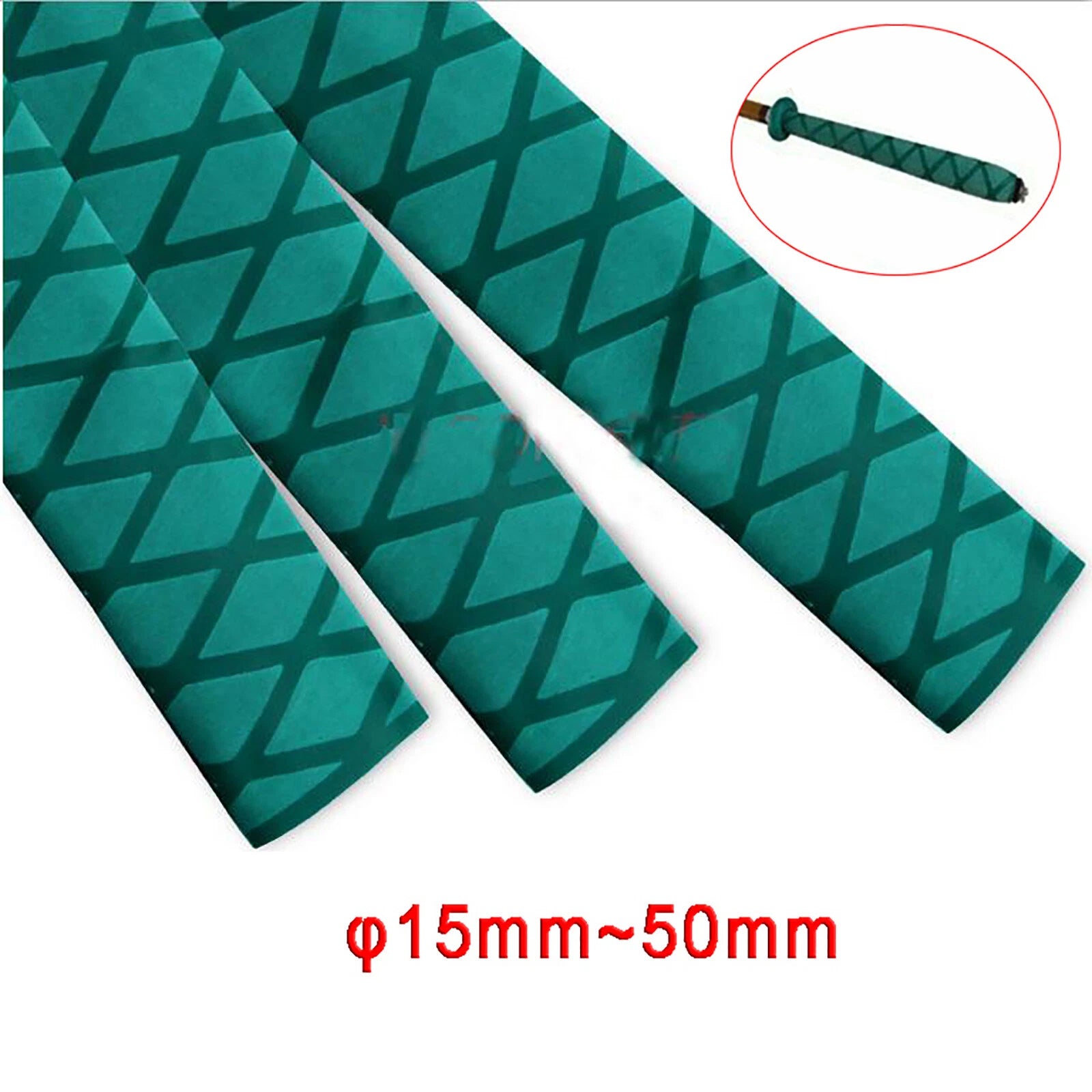 Textured Heat Shrink Tubing for Fishing Rod Handles — Non-Slip Grip Sleeve, Green