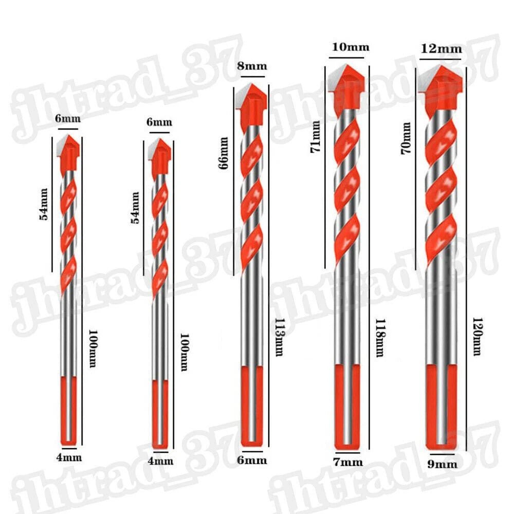 5 - Piece Triangular Shank Drill Bit Set — Alloy Steel, Multi - Material (6–12mm) - HomeDIYer