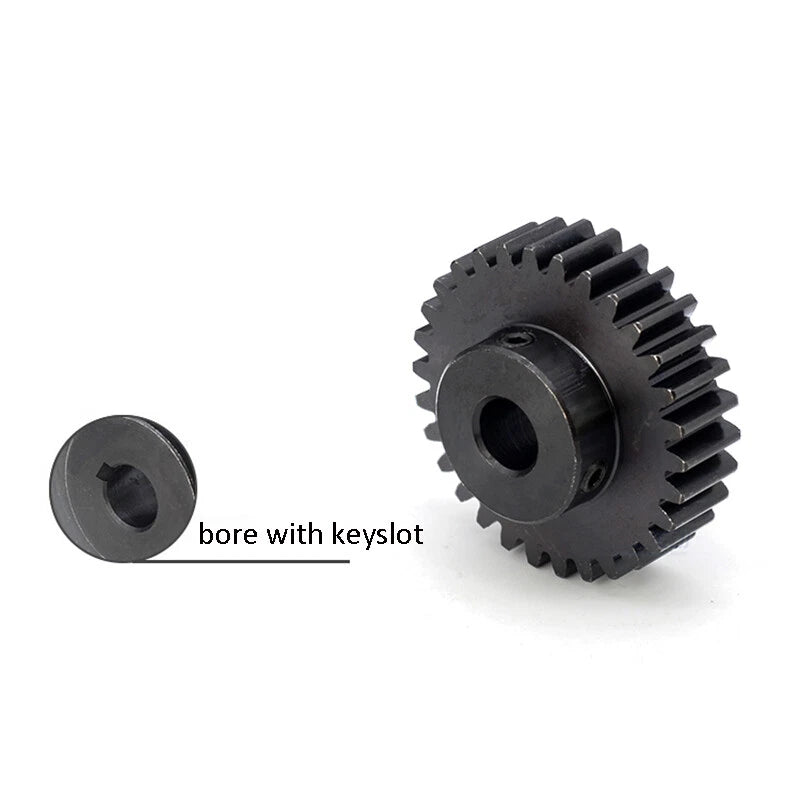 Mod 1.5 Steel Spur Gear 24 Tooth Bore 10mm-15mm Transmission Pinion with Keyslot