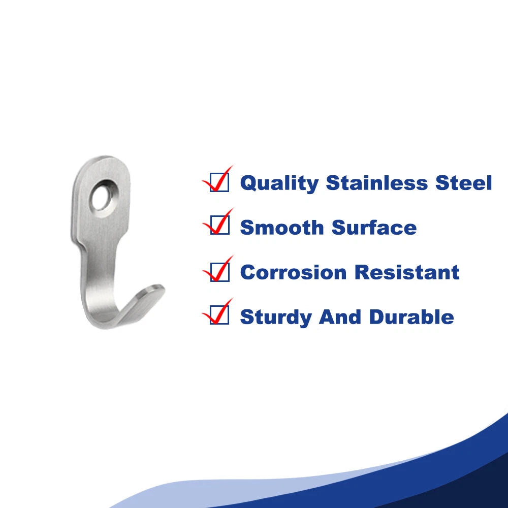 Mini J-Shaped Hooks Stainless Items Key Rack Wall Punchin Hook Kitchen Bathroom