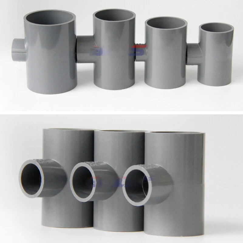 PVC Reducing Tee Pipe & Fittings Solvent Weld Pressure Adapter Connector Grey