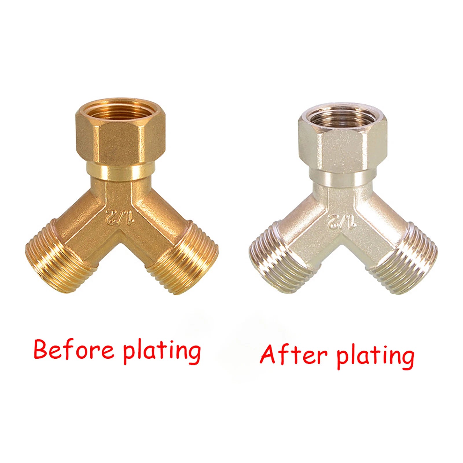 Brass BSP Tee Fittings — Y-Tee & Straight Tee Water Diverter Valves, 1/4" to 1/2"