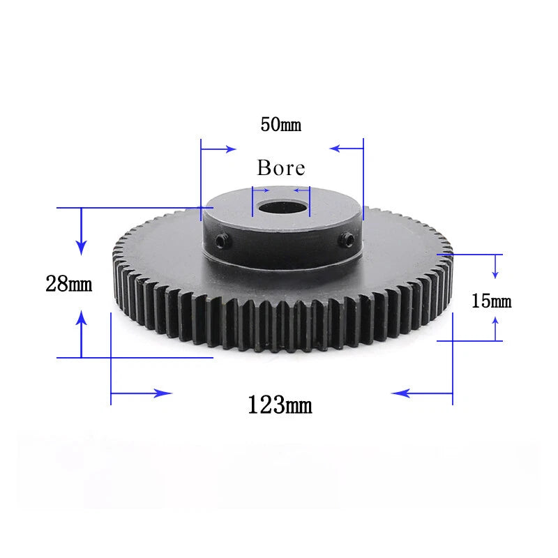 1.5 Mod 80 Teeth Spur Gears Transmission Gear With Step 45# Steel Blackening