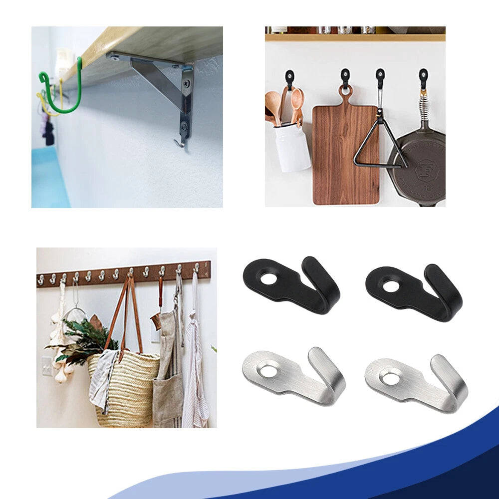Mini J-Shaped Hooks Stainless Items Key Rack Wall Punchin Hook Kitchen Bathroom