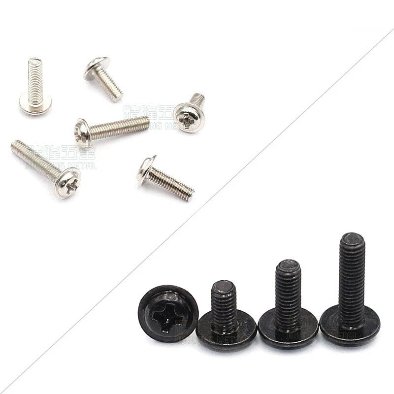 Flanged Button Head Phillips Machine Screws — M1.4 to M4, Nickel Plated or Black
