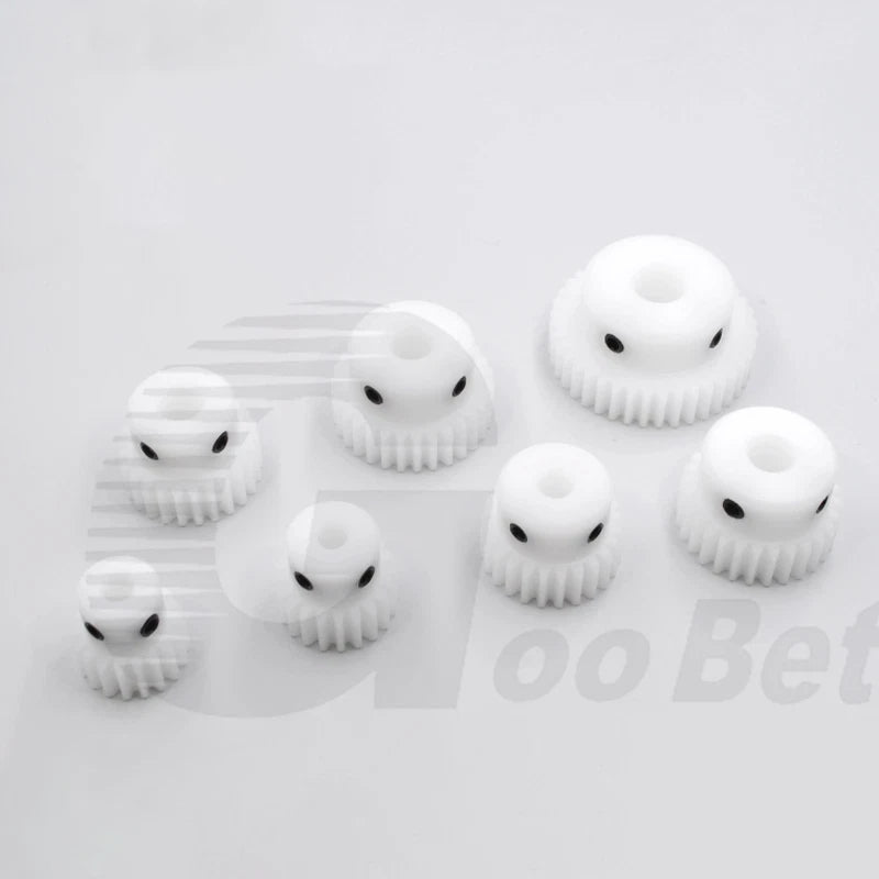 Module 1 Spur Gear POM Plastic 15-40 Tooth with Hub Bore 4-16mm Precision White