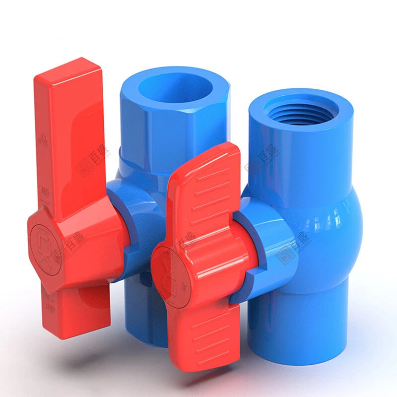 PVC Pipe Fittings 20mm-110mm Ball Valve Socket Solvent Weld-Female Thread Blue