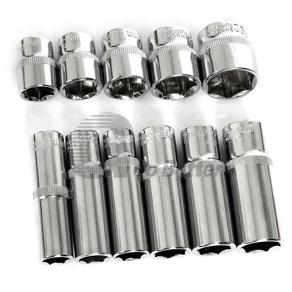 3/8" 6mm-24mm Hex Socket Drive Screwdriver Drill Set Ratchet Wrench Adapter Rod