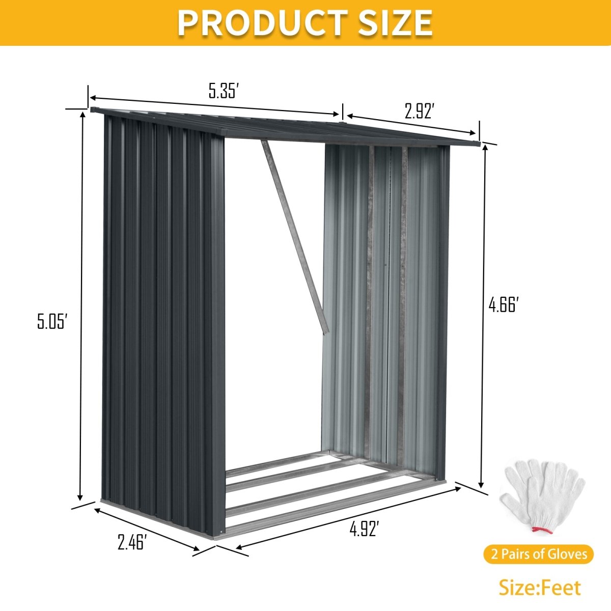 3ft x 5ft Outdoor Meta Firewood Rack ,Open Wood Shed For Firewood, Pellet, or Lumber Storage , Black - HomeDIYer