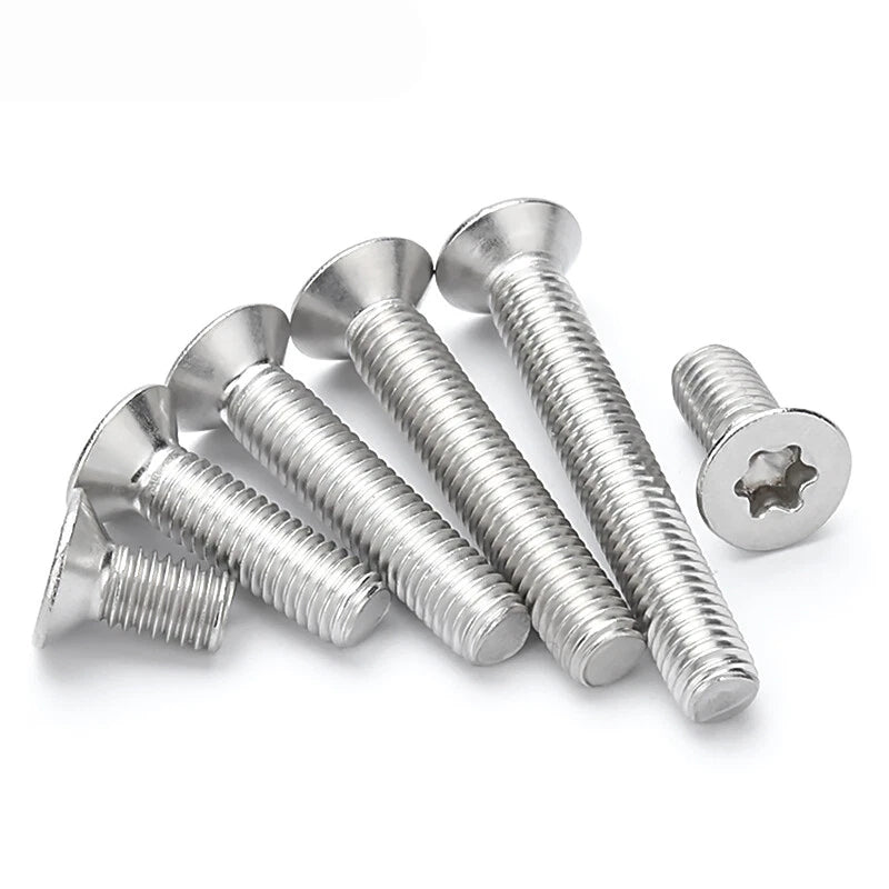 M10 M12 Countersunk Torx Machine Screws – A2 Stainless Steel, DIN 965, Fully Threaded (16–100mm Overall Length)