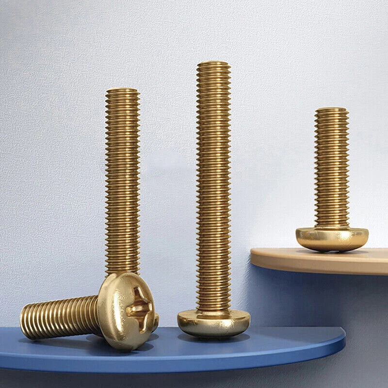 M2 M2.5 M3 M4 Brass Phillips Pan Head Machine Screws – Metric Rounded Head, Fully Threaded