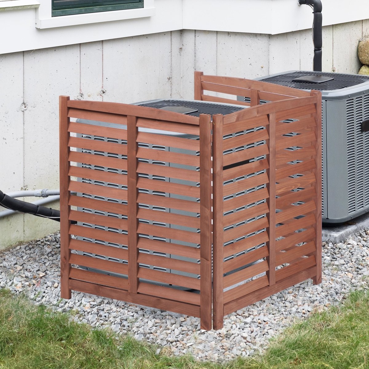 3 - Panel Cedar Privacy Screen for AC Units | 32"x38" Ventilated Outdoor Fence - HomeDIYer