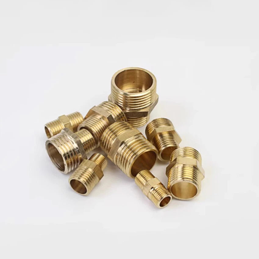 Male to Male Brass Nipple Adapter — Equal & Reducer Sizes 1/8" to 1"