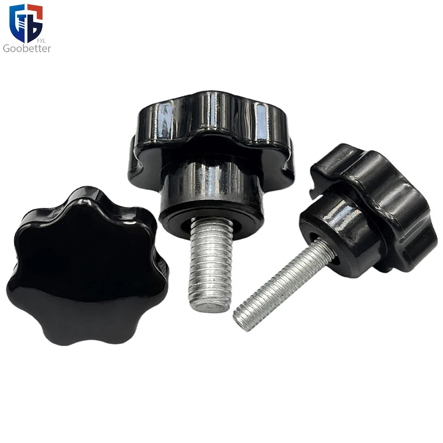 Plastic Seven Star Handle Knobs Clamping Bolts Thumb Screws Black M6 M8 M10